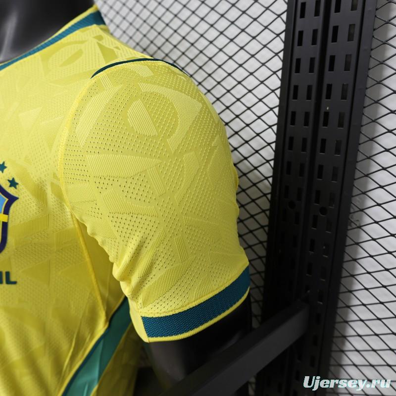 Player Version 2026 Brazil Yellow  Geometric Pattern Home Jersey