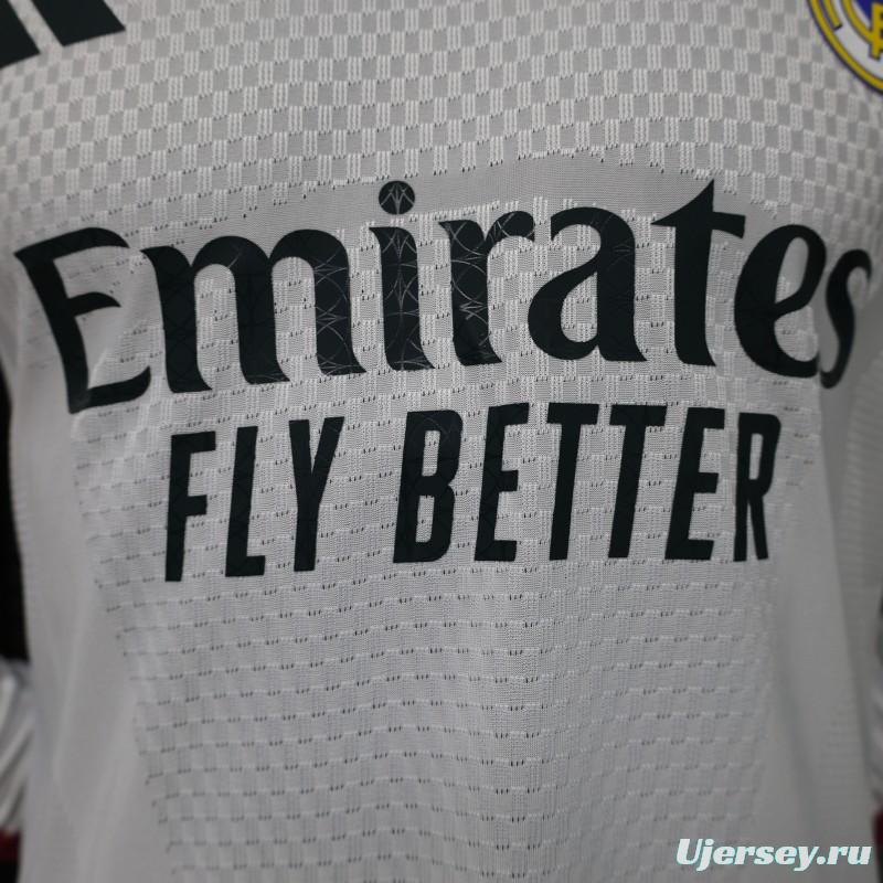 Player Version 26/27 Real Madrid White with Burgundy Stripe Long Sleeve Home Jersey