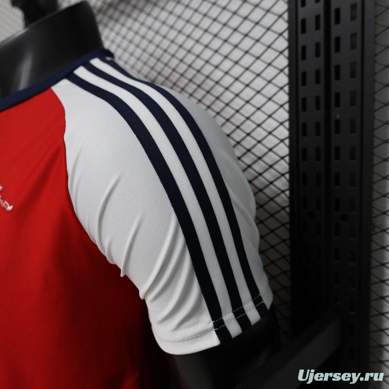 Player Version 2026  Arsenal x Adidas Originals Red with White Raglan Sleeve Home Jersey