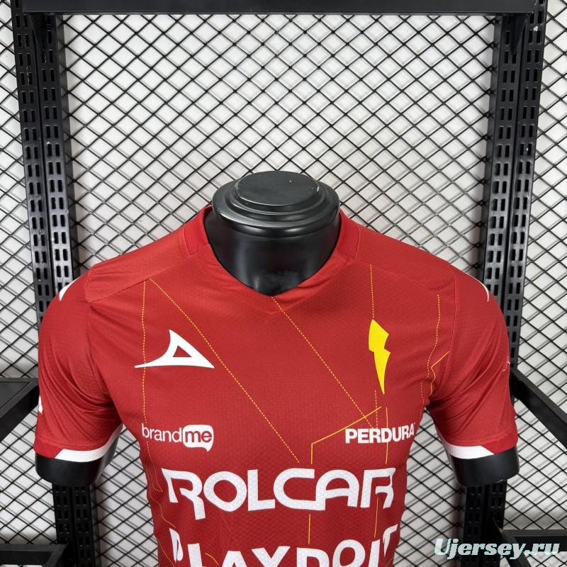 Player Version 25/26 Club Necaxa away Red with Gold Geometric Lightning Pattern Jersey