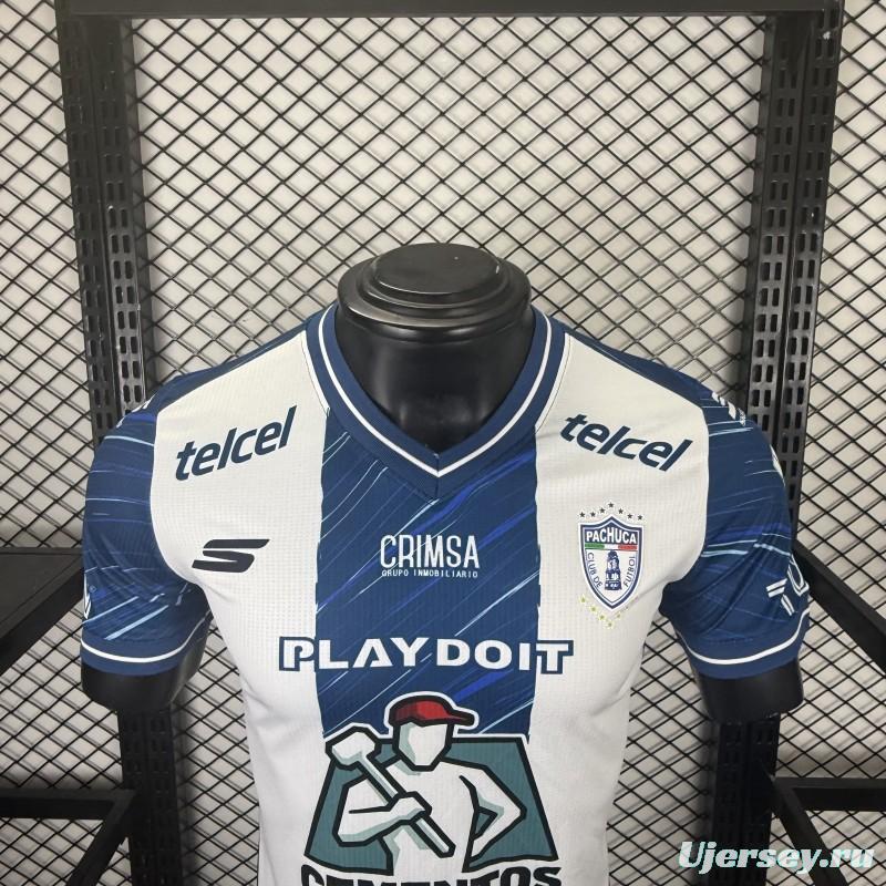 Player Version 25/26 CF Pachuca White & Blue Vertical Stripes Home Jersey
