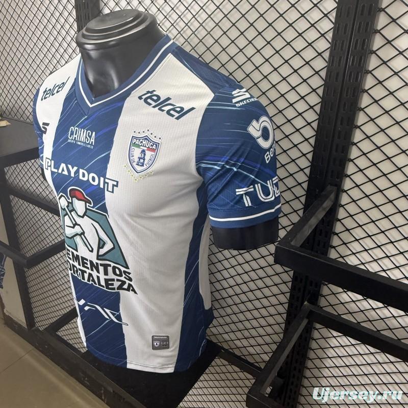 Player Version 25/26 CF Pachuca White & Blue Vertical Stripes Home Jersey