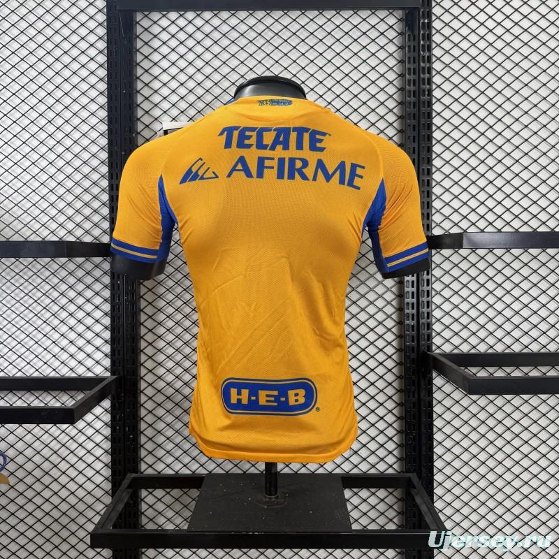 Player Version 25/26 Tigres UANL Gold with Blue Chest Band, 65th Anniversary Badge & Sportiumbet Jersey
