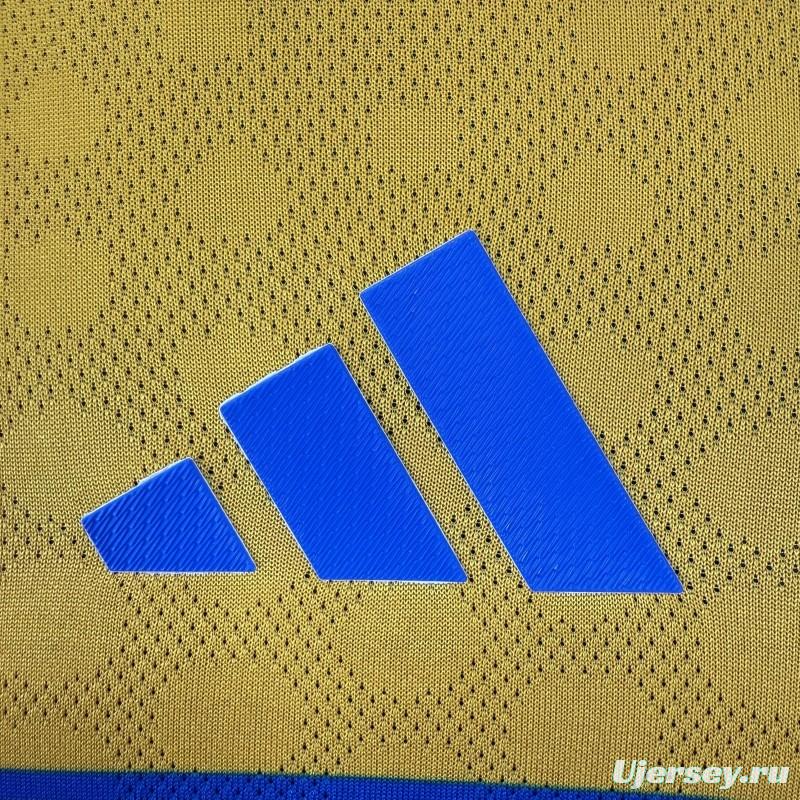 Player Version 25/26 Tigres UANL Gold with Blue Chest Band, 65th Anniversary Badge & Sportiumbet Jersey