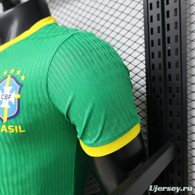 Player Version 2026 Brazil Green with Wave Texture Away Jersey