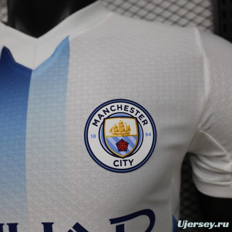 Player Version 26/27 Manchester City White with Blue Stripe Away Jersey