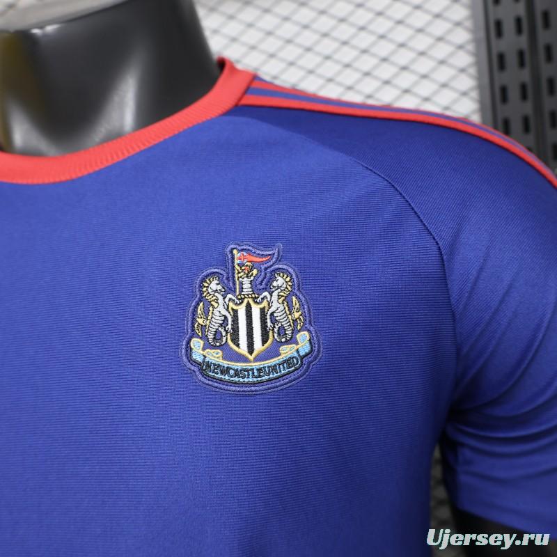 Player Version 26/27 Newcastle United Blue 1990 Vintage Remake  Short Sleeve Away Jersey