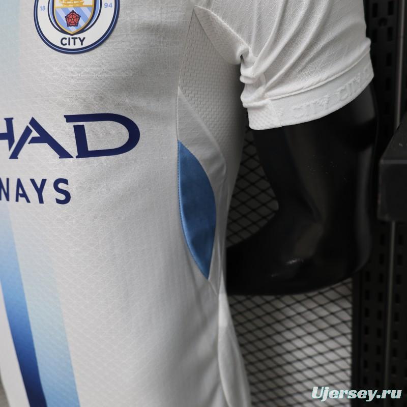 Player Version 26/27 Manchester City White with Blue Stripe Away Jersey