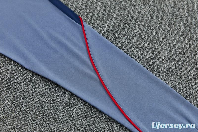 2026 England Grey Half Zipper Jacket Tracksuit + Navy  Blue Long Pants (Nike)