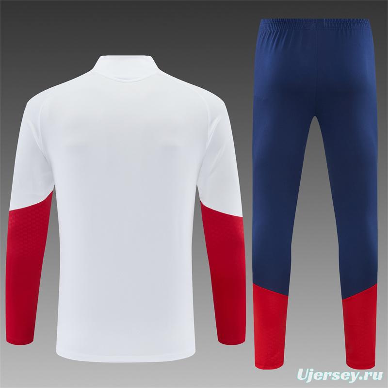 26/27 Spain Away White Half Zipper Jacket Tracksuit + Long Pants