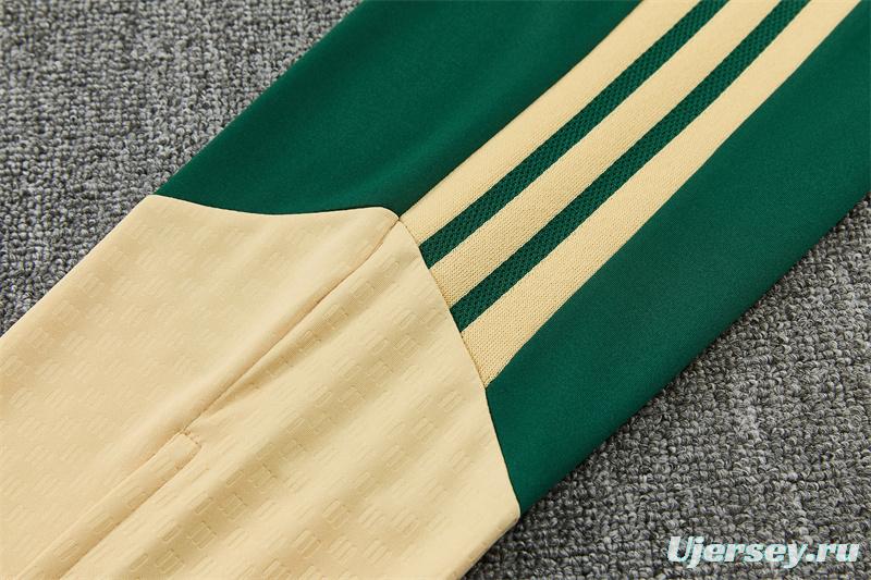 2026 Real Madrid Dark Green Camouflage  Half Zipper Jacket Tracksuit + Long Pants (Adidas)