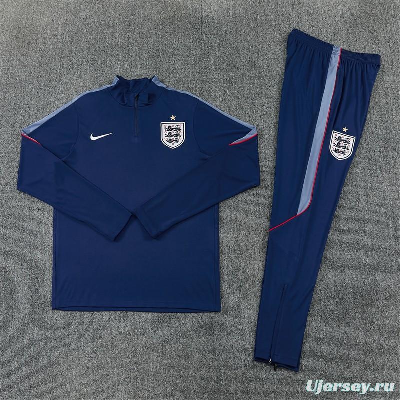 2026 England Navy Blue  Half Zipper Jacket Tracksuit + Long Pants (Nike)