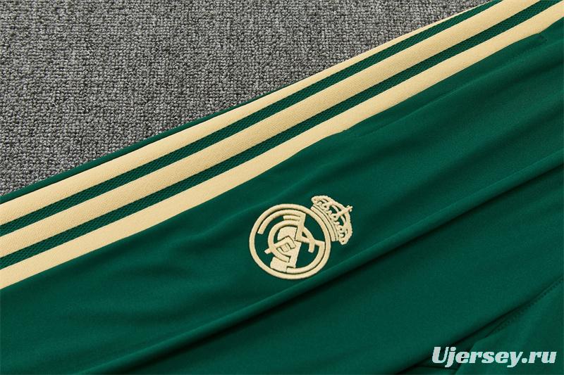 2026 Real Madrid Dark Green Camouflage  Half Zipper Jacket Tracksuit + Long Pants (Adidas)