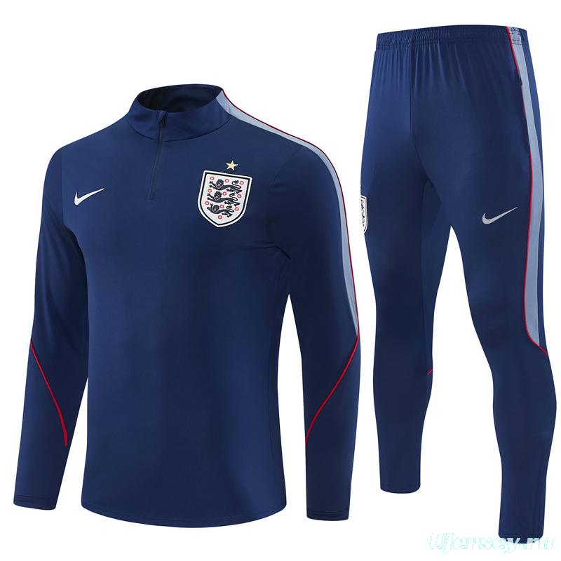 2026 England Navy Blue  Half Zipper Jacket Tracksuit + Long Pants (Nike)