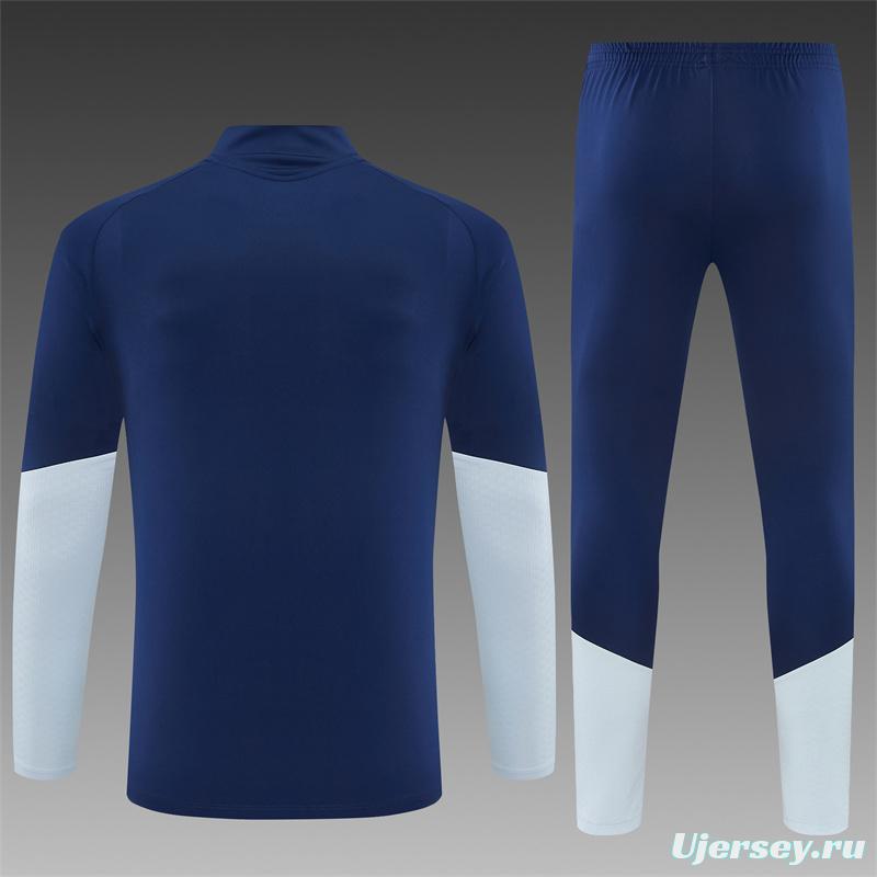 26/27 Real Madrid Away Navy Blue Half Zipper Jacket Tracksuit + Long Pants