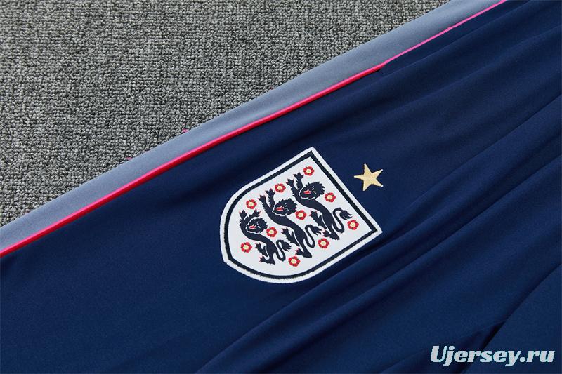 2026 England Grey Half Zipper Jacket Tracksuit + Navy  Blue Long Pants (Nike)