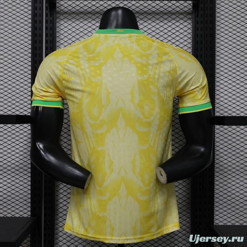 Player Version 2026 Brazil  Yellow with Abstract Feather Pattern Home Jersey