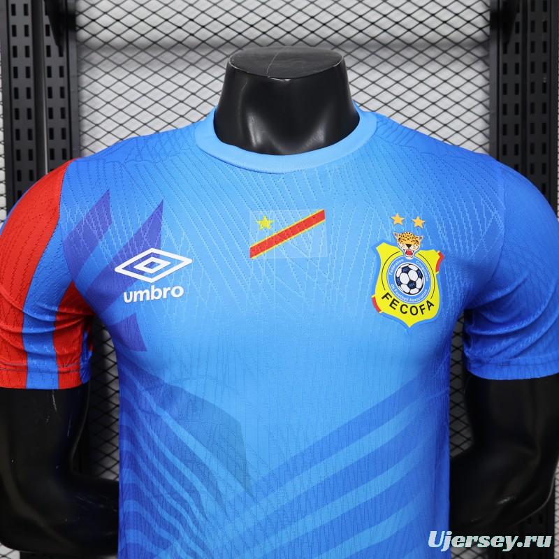Player Version 26/27 DR Congo  Sky Blue & Red  Home Jersey