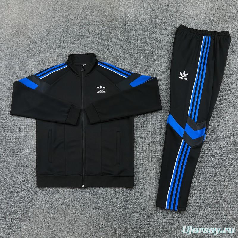 2026/27 Adidas Originals Black & Royal Blue Full Zipper Jacket Tracksuit + Long Pants