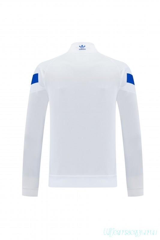 2026/27 Adidas Originals  White Full Zipper Jacket Tracksuit + Navy Blue Long Pants