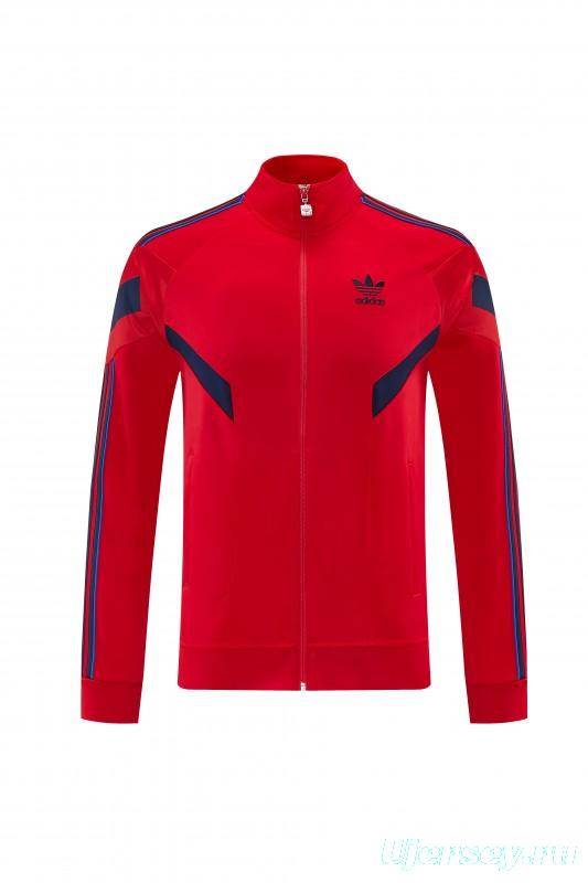 2026/27 Adidas Originals Red  Full Zipper Jacket Tracksuit + Navy Blue Long Pants