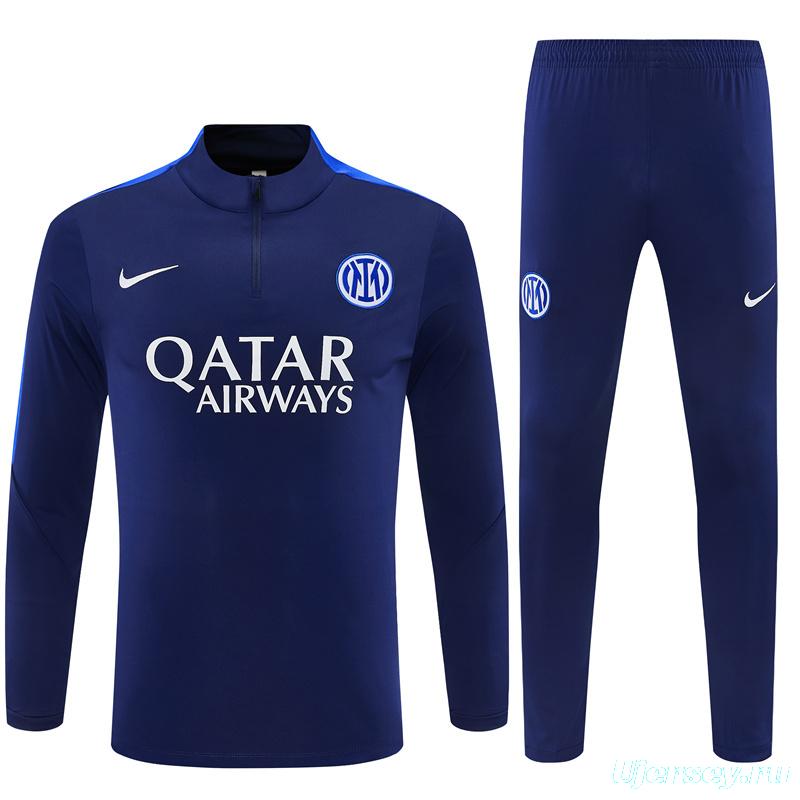 2026 Inter Milan Dark Navy Blue Half Zipper Jacket Tracksuit + Long Pants