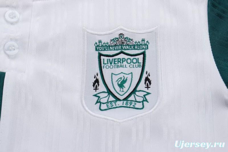 Retro 1995/96 Kids Liverpool White & Green Away Jersey