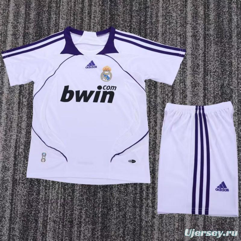 Retro 2007/08 Kids Real Madrid White & Purple Home Jersey