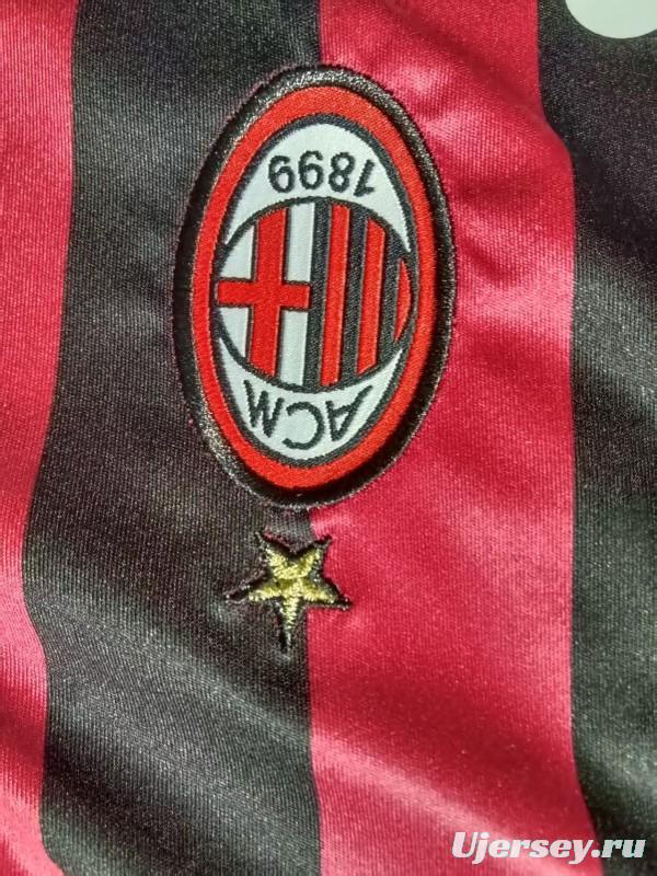 Retro 09/10 Kids AC Milan Home Long Sleeve Jersey