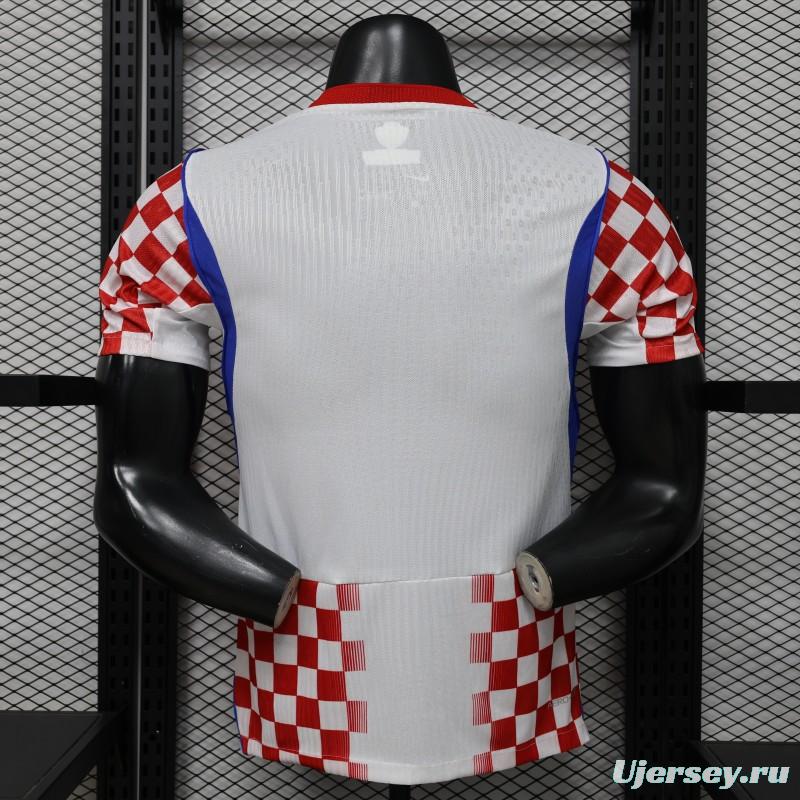 Player Version 2026 Croatia Home White & Red with Gradient Checkerboard Pattern Jersey