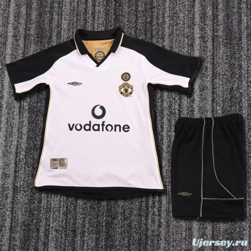 Retro Kids 01/02 Manchester United Centenary White Reversible Jersey