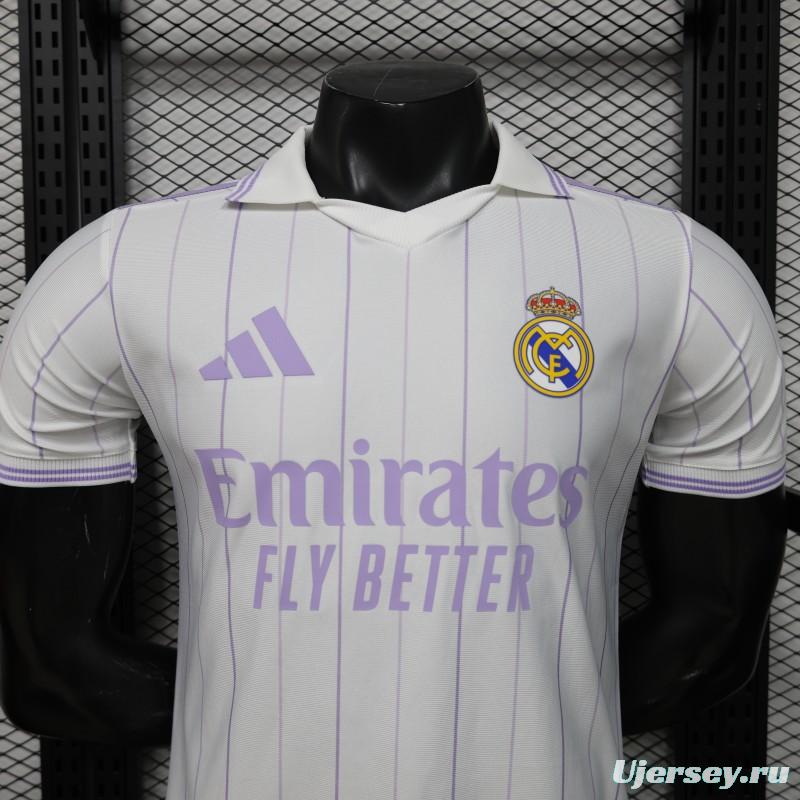 Player Version 26/27 Real Madrid Home White with Purple Pinstripe Jersey