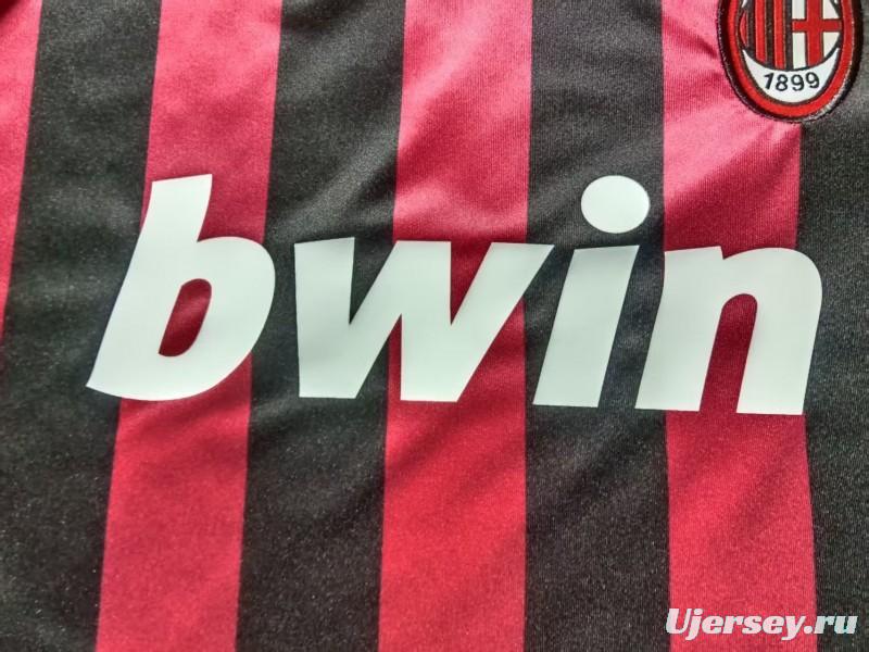 Retro 09/10 Kids AC Milan Home Long Sleeve Jersey