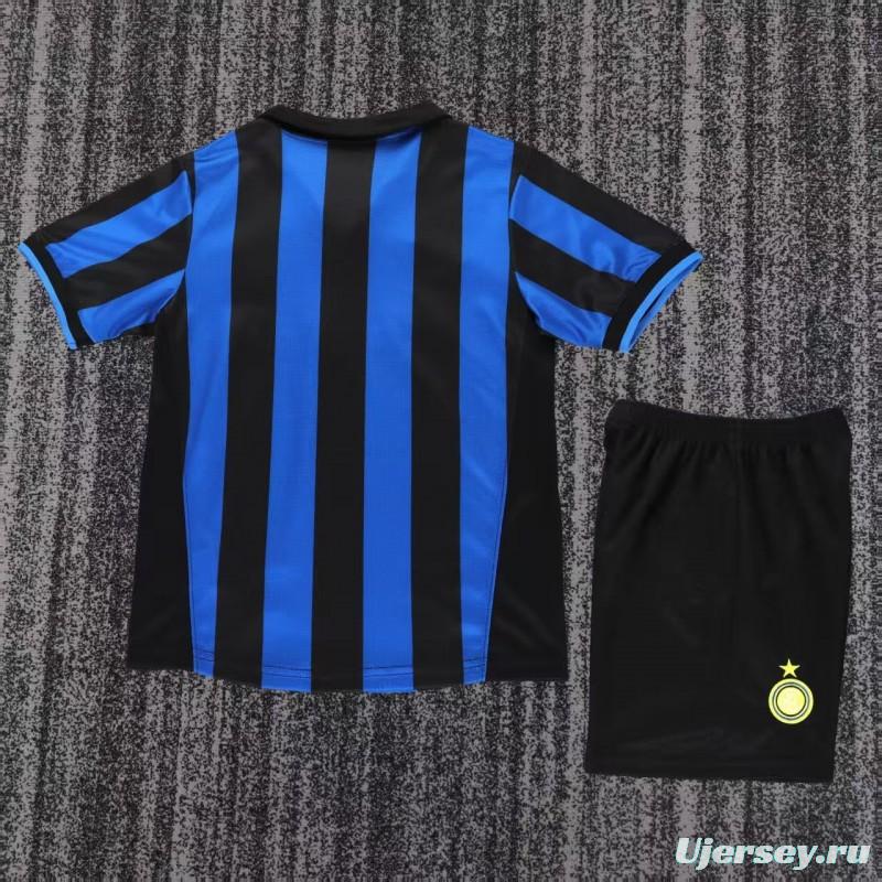 Retro 98/99 Kids  Inter Milan Blue & Black Stripe Home Jersey