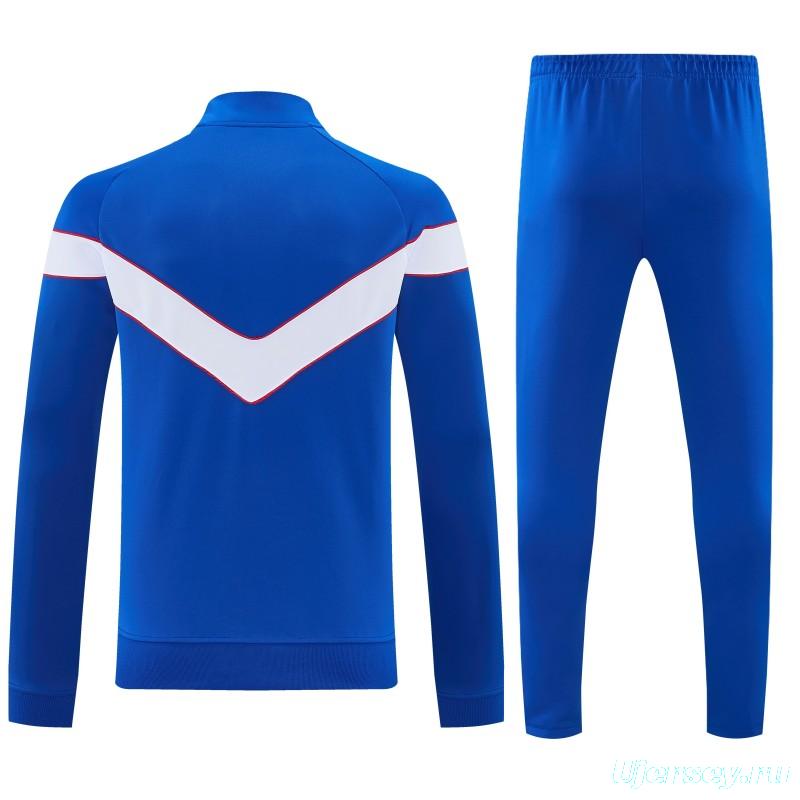 26/27 Chelsea  Blue&White Full Zipper Jacket Tracksuit + Long Pants
