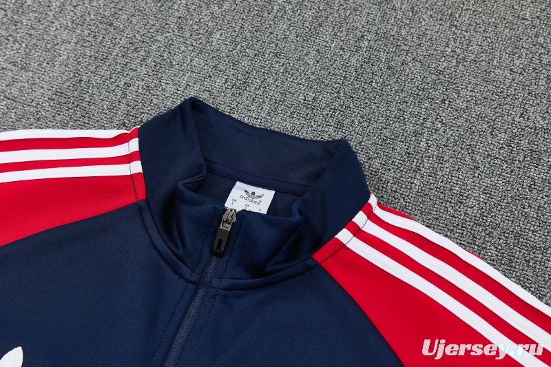 26/27 Bayern Munich Navy Blue & Red & White Full Zipper Jacket Tracksuit + Long Pants