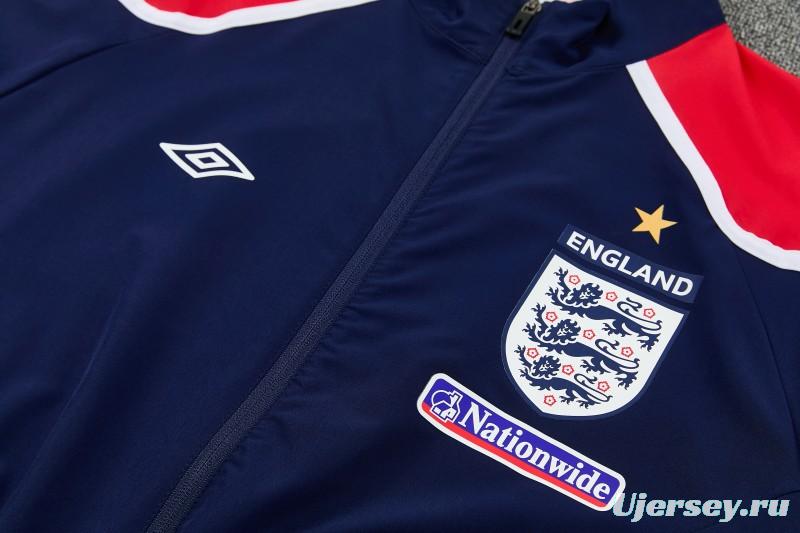 2026 England Navy Blue  Full Zipper Jacket Tracksuit + Long Pants