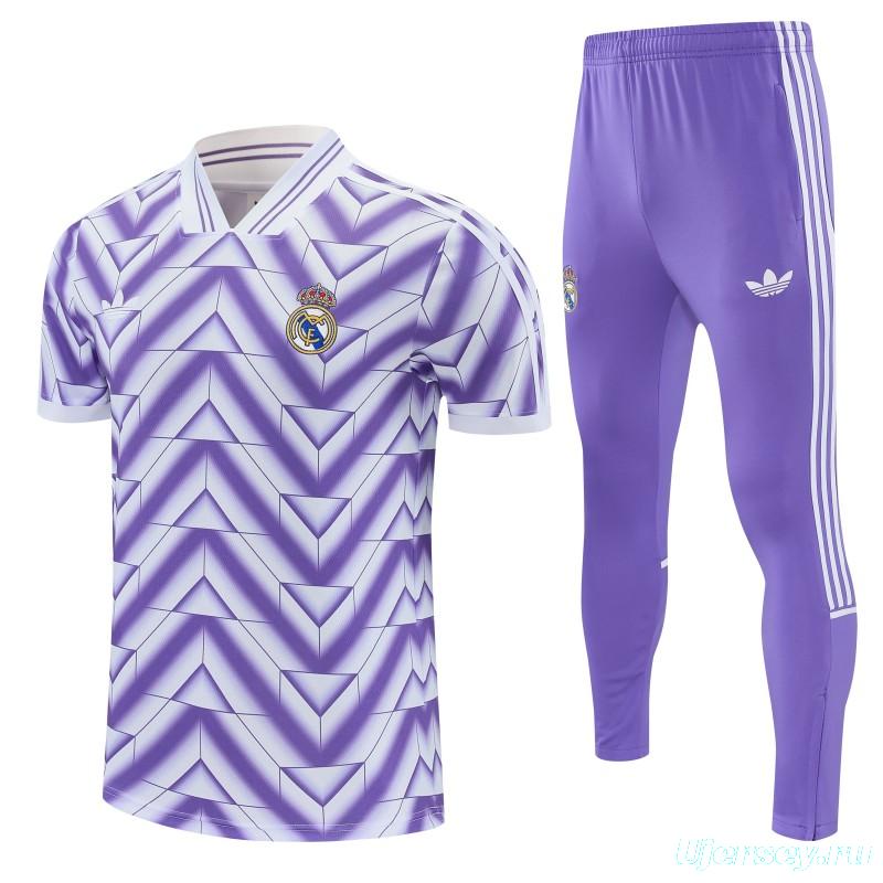 26/27 Real Madrid Purple Short Sleeve Tracksuit + Long Pants