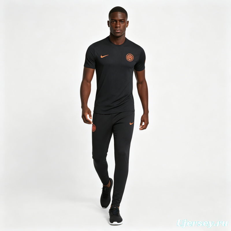 26/27 Inter Milan Black Short  Sleeve Tracksuit + Long Pants