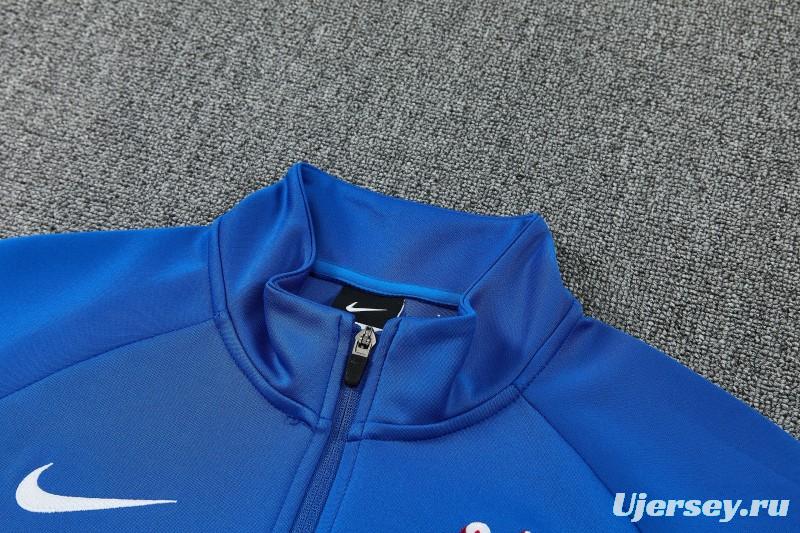 26/27 Chelsea  Blue&White Full Zipper Jacket Tracksuit + Long Pants