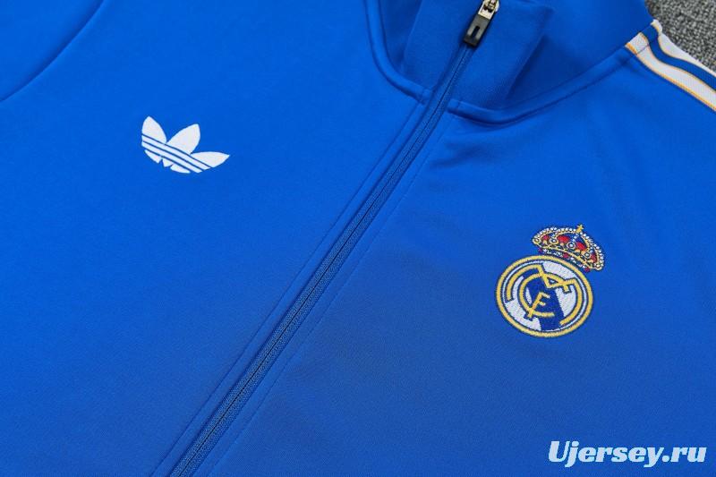 26/27 Real Madrid Blue Full Zipper Jacket Tracksuit + Long Pants