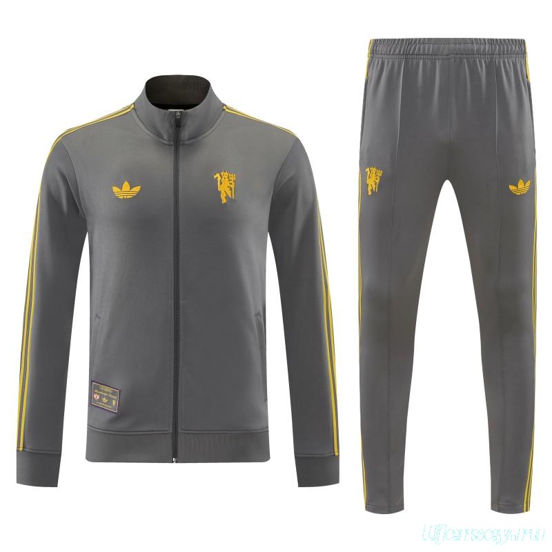 26/27 Manchester United Dark Gray Full Zipper Jacket+Long Pants