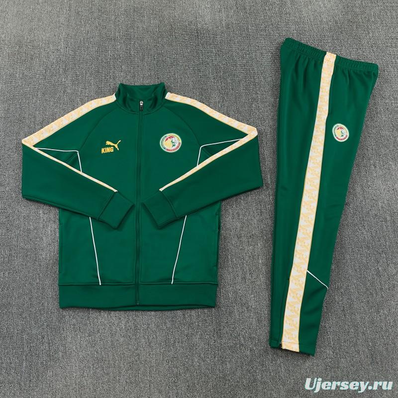 26/27 Senegal Green Full Zipper Jacket Tracksuit + Long Pants