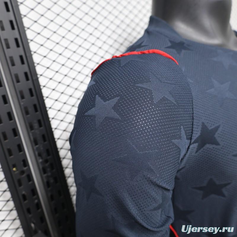 Player Version 2026 USA Navy Blue with Tonal Star  Long Sleeve Away Jersey