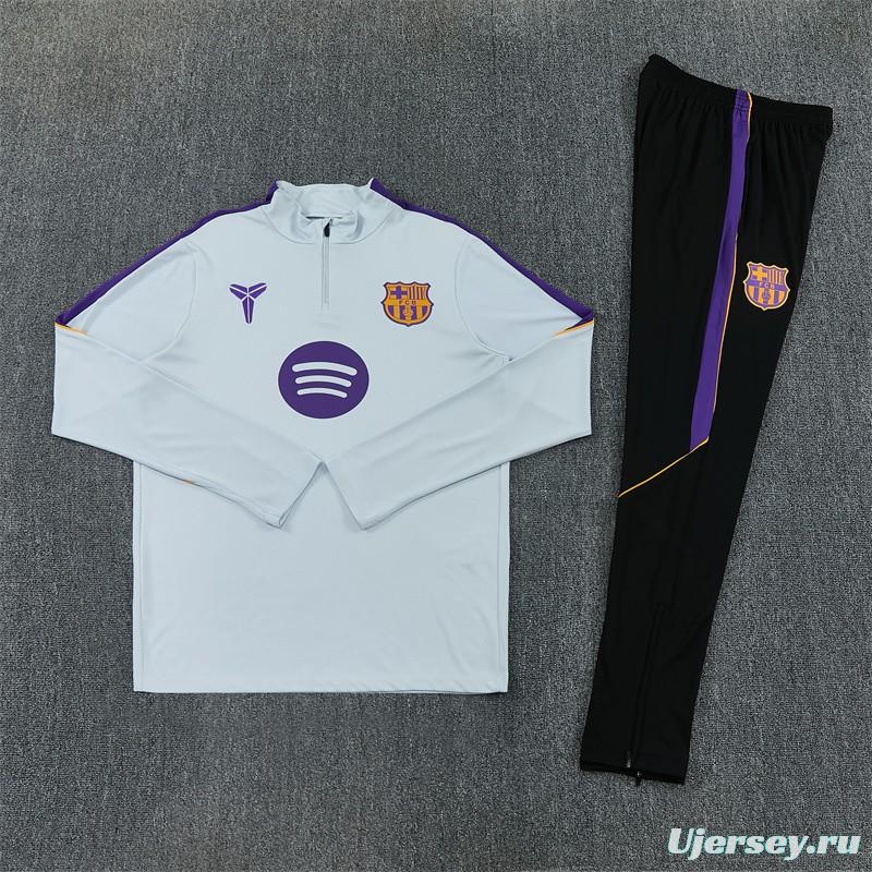Player Version 26/27  Barcelona Light GreyHalf Zipper Jacket+Long Pants