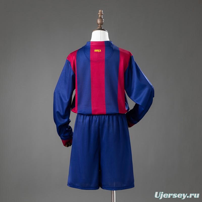 14/15 Kids Barcelona Home Retro Long-Sleeve Kit Jersey Size 16-28