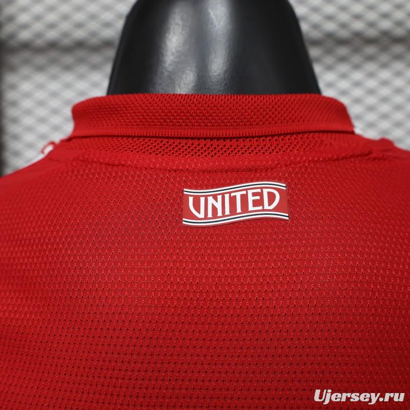 Player Version 26/27 Manchester United Red Polo Collar  Long Sleeve Jersey