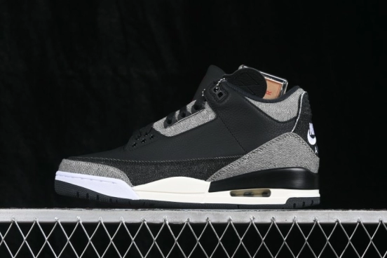 Levi's x Air Jordan 3 Retro 'Black Denim' Sneakers with Layered Washed Denim Upper - IR0914-400