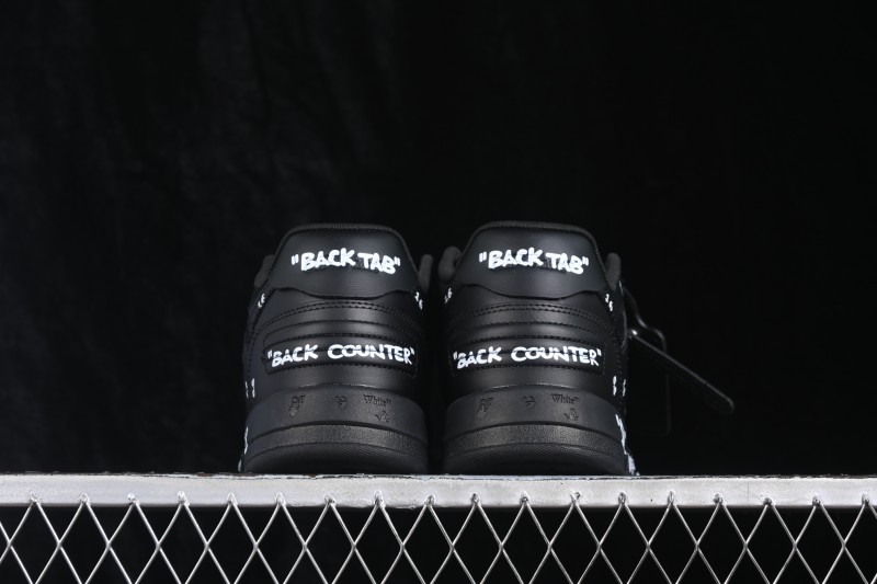 Off-White Out of Office Low-Top Skate Shoes in Black and White with Lettering - AJD4