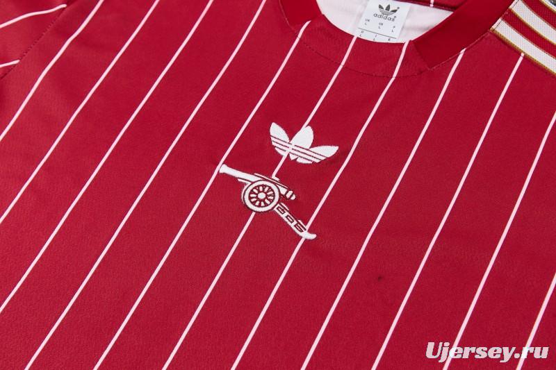 26/27 Arsenal Red Stripes Short Sleeve Tracksuit + Long Pants